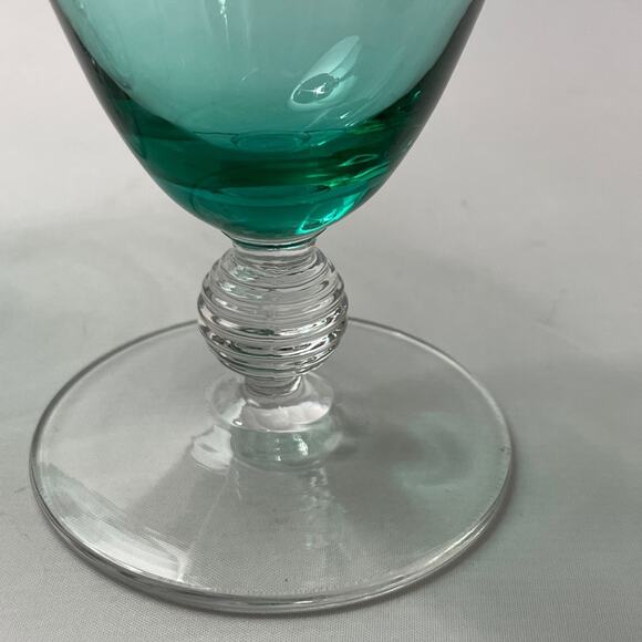 Pair Aqua Drinking‎ Glasses with Bubble Stem EUC Footed Tumbler - Picture 4 of 9